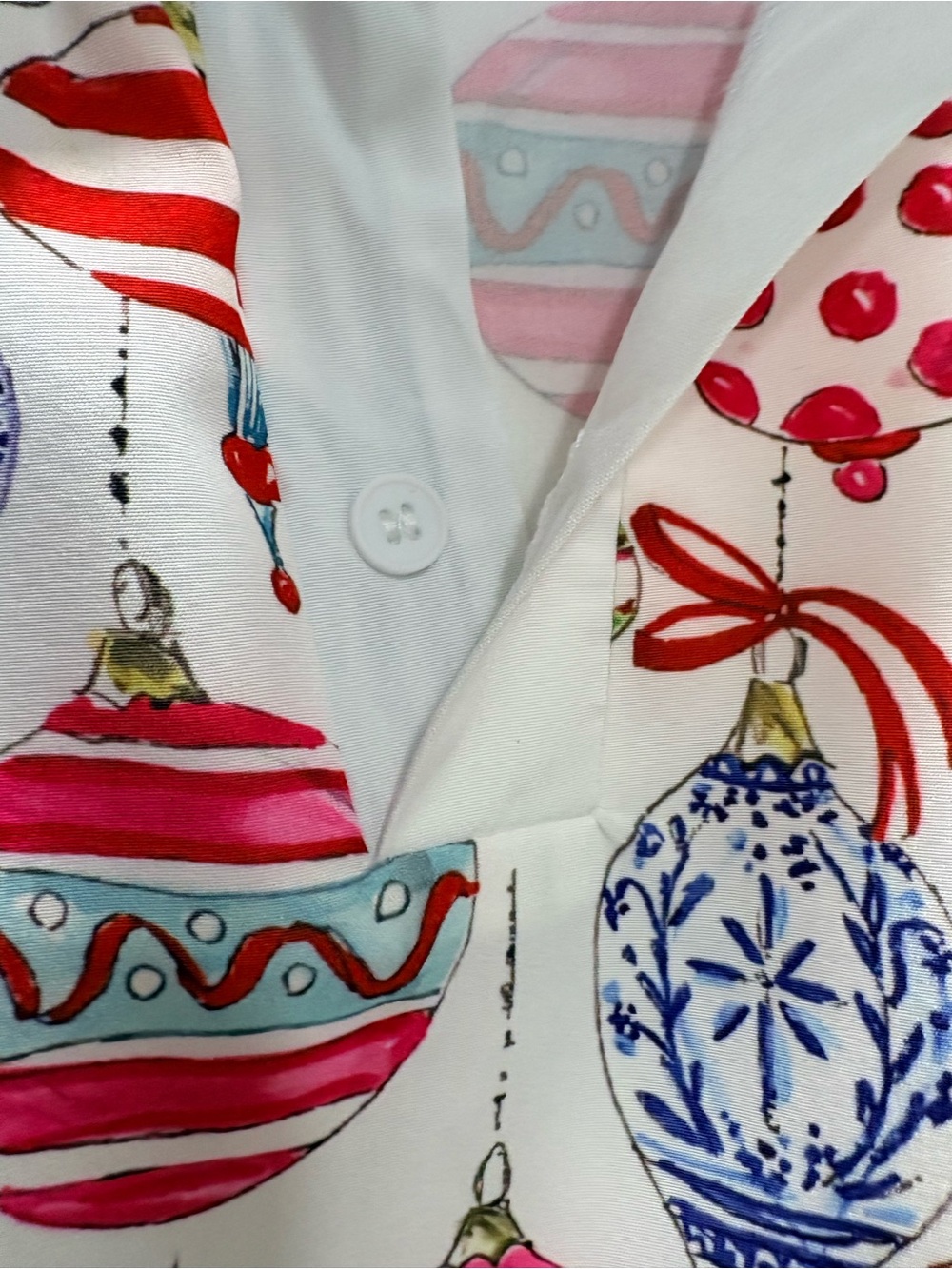 Women’s White Holiday Ornament Print with ruffled neckline. Size L NWOT!!! - Picture 6 of 6
